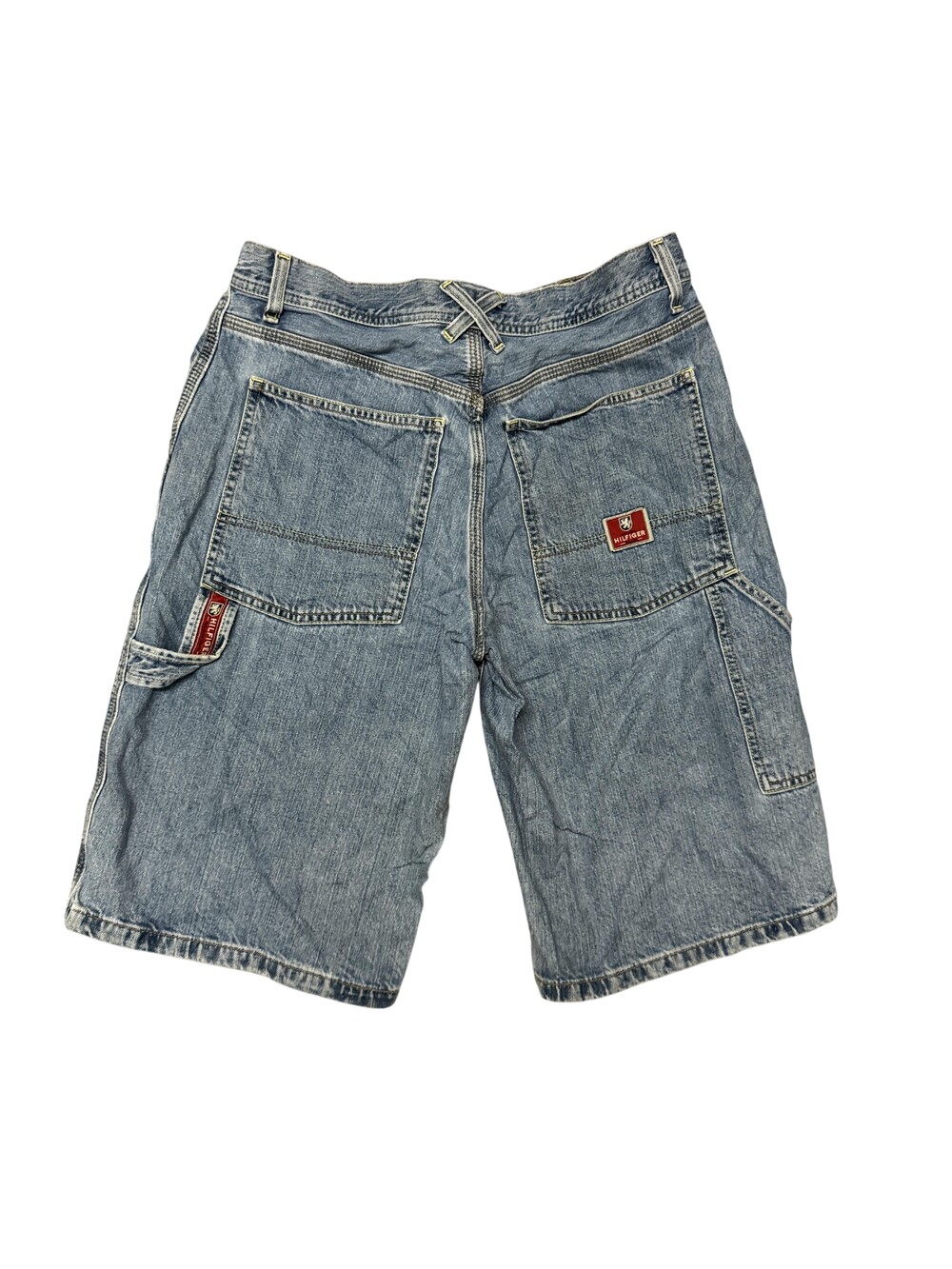 Y2k Hilfiger Shorts Mens 31 Blue Carpenter Fit Denim Cargo Baggy Utility skater